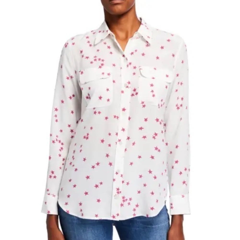Equipment Hot Pink Stars Slim Signature Button-Down Shirt | S/P
